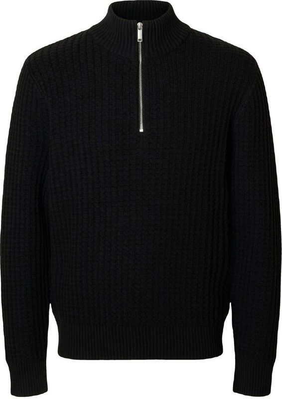SELECTED HOMME trui met ingebreid patroon zwart