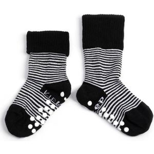 KipKep Blijf-Sokjes met Anti-slip Nopjes 12-18 Mnd Black Stripes