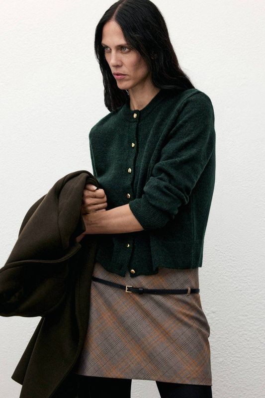 MANGO - Eliote - Gebreid Vest - Donkergroen