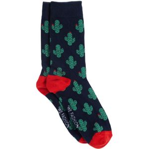 WE Fashion sokken met all-over print donkerblauw/groen