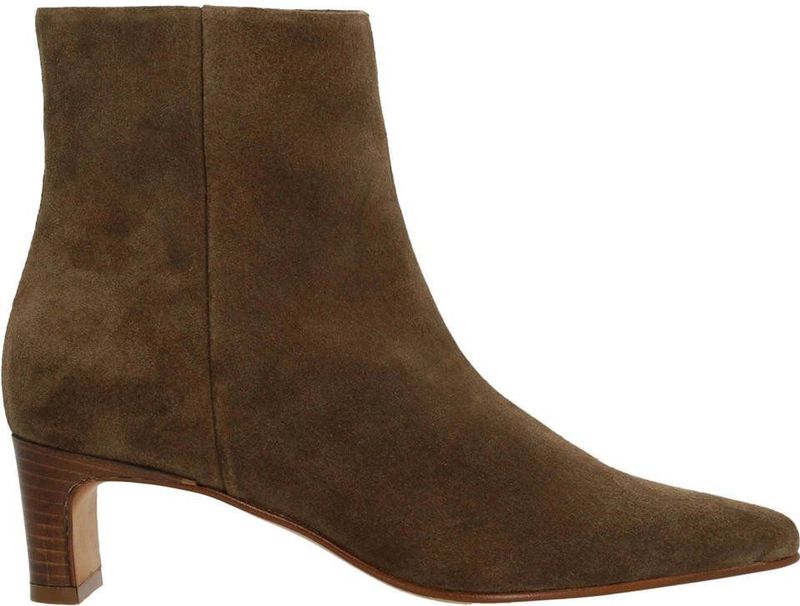 Manfield - Taupe Suède - Enkellaarsjes - 5 cm Hak