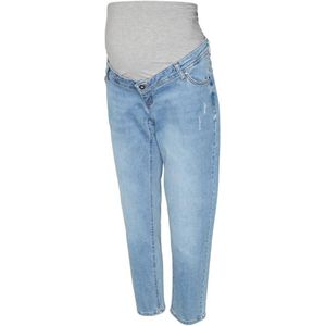 MAMALICIOUS cropped zwangerschaps regular jeans MLOLIVIA light blue denim