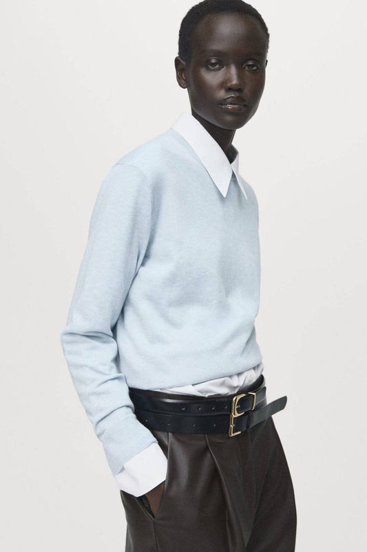 MANGO - MILI - Trui - Lichtblauw - Gebreide Truien