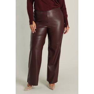 Yest Curve imitatieleren straight high waist flared broek donkerrood