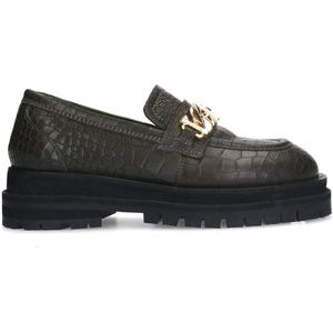 Sacha leren loafers met crocoprint groen