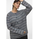 VERO MODA CURVE gestreepte vest grijs melange gebreid