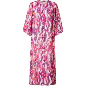 Yesta maxi jurk met all over print en ceintuur fuchsia