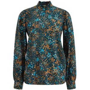 WE Fashion blouse met all over print petrol/camel/lichtblauw
