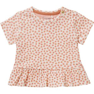 Noppies baby T-shirt met all over print en ruches oranje