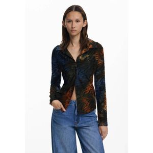 Desigual - Blouse - Blauw Groen Rood - Dierenprint - Lange Mouw