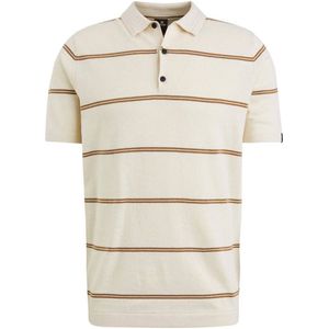 Vanguard gestreepte gebreide regular fit polo ecru