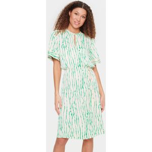 Saint Tropez jurk Ulla met all over print en open detail wit/groen