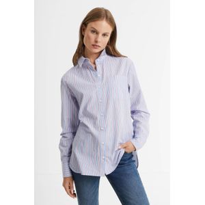 anytime lange gestreepte poplin blouse lichtblauw