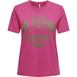 ONLY T-shirt met printopdruk roze/groen