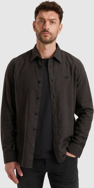 PME Legend Heren overhemd lange mouw grijs (Maat: S) - Effen