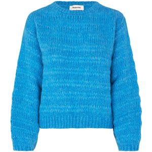 Modström grofgebreide trui met wol blauw