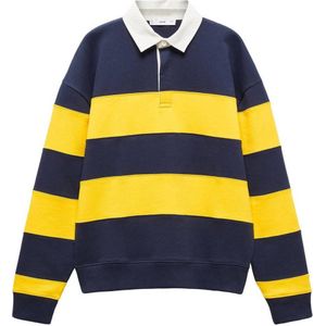 Mango gestreepte sweater geel/marine/ecru