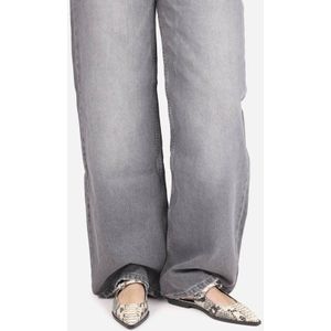 BRONX Laur-Ynn leren slingback loafers met slangenprint ecru/zwart