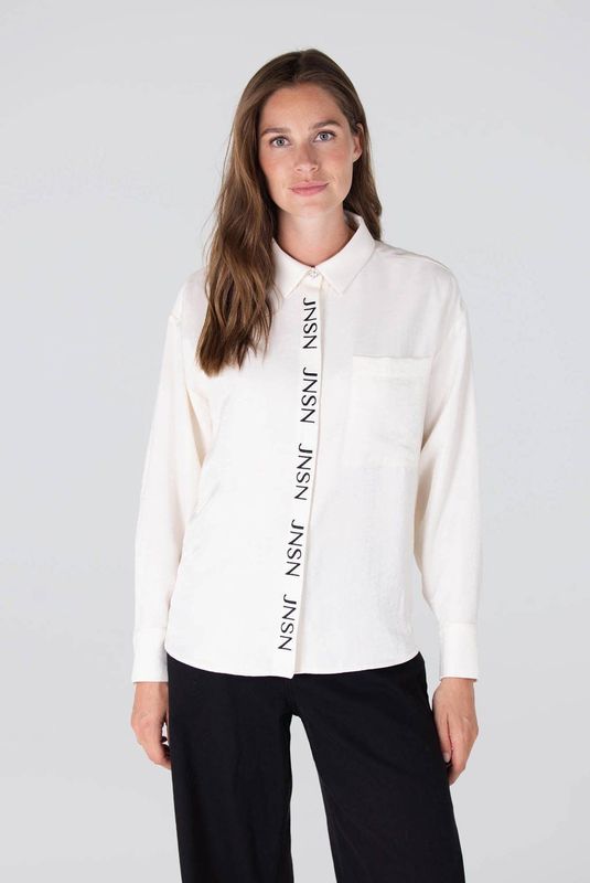 JANSEN Amsterdam - Blouse - Ecru - Lange Mouwen - Knoopsluiting