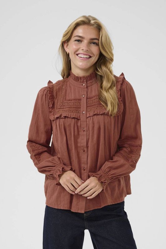 Kaffe, Dames, Blouses & Shirts, Bruin, Maat: XS