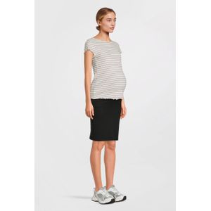 ONLY MATERNITY gestreepte crop zwangerschapstop OLMANITS ecru/roze