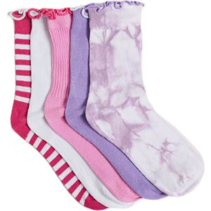 WE Fashion sokken - set van 5 roze/paars/wit