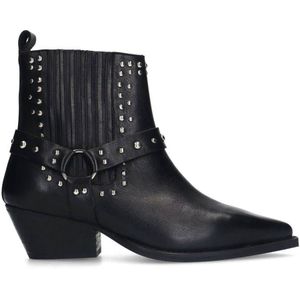 Sacha - Cowboylaarzen - Zwart - Leer - Biker Details - Zilverkleurige Studs