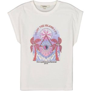 Garcia T-shirt met printopdruk wit/roze/lila