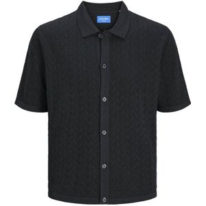 JACK & JONES ORIGINALS regular fit overhemd JORNOTO met ingebreid patroon zwart