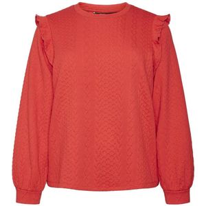 VERO MODA CURVE sweater VMNANA met ruches rood