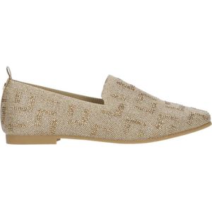 La Strada knitted loafers met glitters beige