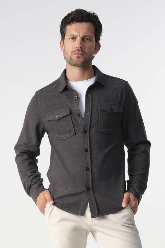 Campbell - Harley - Casual Shirt - Dark Grey Melange - Lange Mouwen
