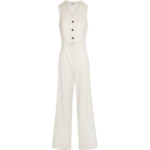 Morgan jumpsuit met krijtstreep ecru/ zwart