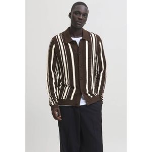 JACK & JONES PREMIUM gestreepte gebreid vest donkerbruin