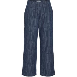 VILA straight fit broek VIZEST met all over print medium blue denim