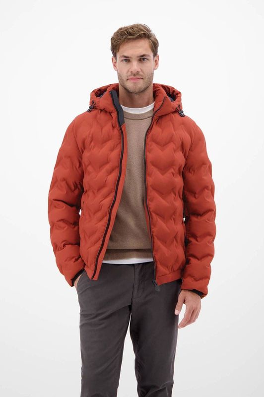 Lerros - Gewatteerde Jas - Burnt Red - Met Capuchon en Rijgkoord