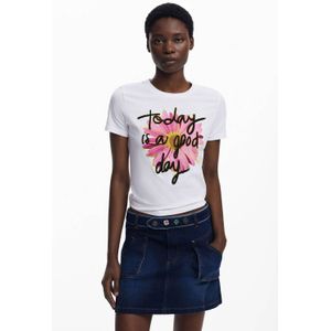 T-shirt - Multicolor - Korte Mouwen - Bloemenprint - Regular Fit