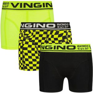 Vingino boxershort Check - set van 3 zwart/neon geel