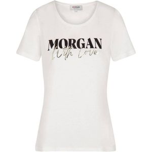 Morgan T-shirt met logo ecru