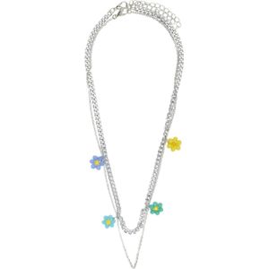 ONLY gelaagde ketting ONLELISANE met bloemen - set van 2 zilverkleurig