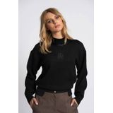 Fifth House Sweater zwart (Maat: 34) - Effen - Halslijn: Opstaande kraag,