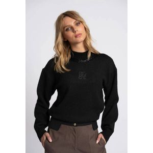 Fifth House Sweater zwart (Maat: 34) - Effen - Halslijn: Opstaande kraag,