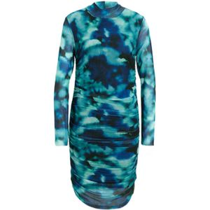 Colourful Rebel tie-dye semi-transparante mesh jurk Juda blauw/ lichtblauw