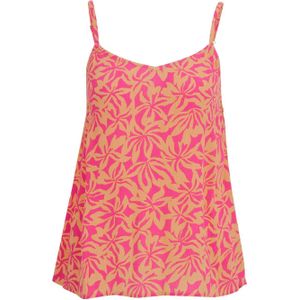WE Fashion spaghettitop met all over print roze/oranje