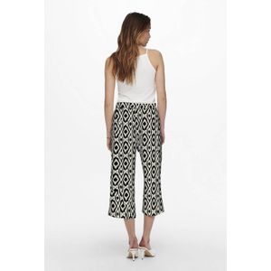 ONLY cropped regular fit broek ONLNOVA met all over print zwart/ crème