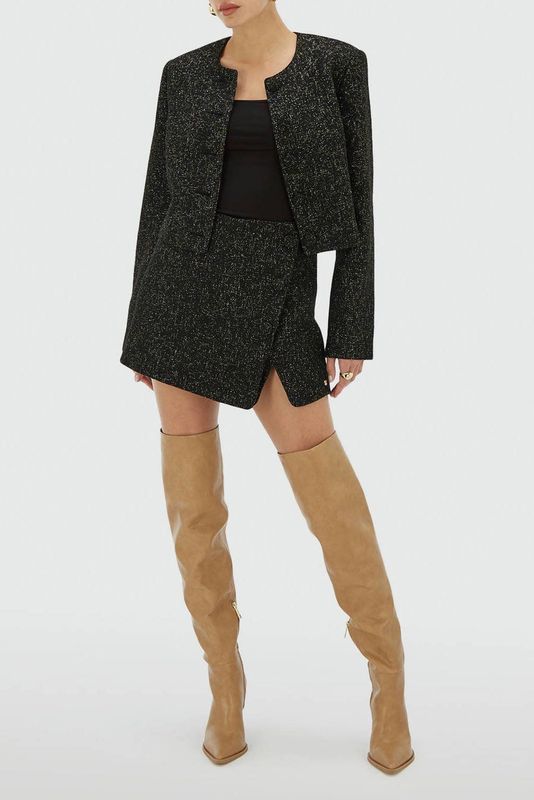 JOSH V - REMI - Bouclé Jasje - Zwart - Met Lurex