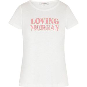Morgan T-shirt met printopdruk ecru/roze