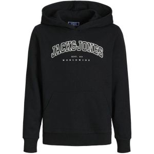 JACK & JONES JUNIOR hoodie JJECALEB VARSITY met logo zwart