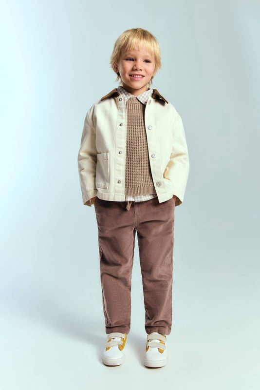 Mango Kids corduroy casual broek bruin