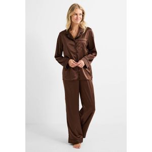 Dreamcovers satijnen pyjama donkerbruin